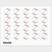 Sticker Rond Elégant bordeaux rose rose mariage faveur classiqu (Feuille)