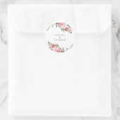 Sticker Rond Elégant bordeaux rose rose mariage faveur classiqu (Sac)