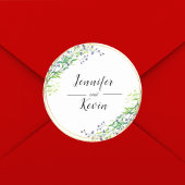 Sticker Rond Elégant Botanical Gold Greenery Mariage