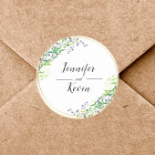 Sticker Rond Elégant Botanical Gold Greenery Mariage