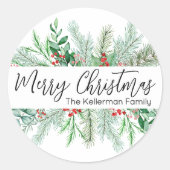 Sticker Rond Elegant Botanical Greenery Christmas (Devant)