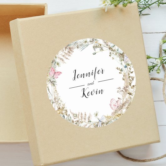 Sticker Rond Elégant Botanical Greenery Mariage d'aquarelle