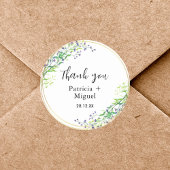 Sticker Rond Elégant Botanique Gold Merci Mariage