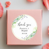 Sticker Rond Elégant Botanique Gold Merci Mariage