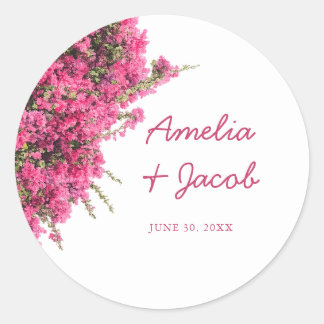 Sticker Rond Élégant Bougainvillée Cadeau de Mariage Romantique