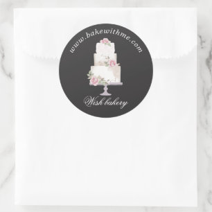 Sticker Rond Élégant Boulangerie à gâteau à trois niveaux Stick