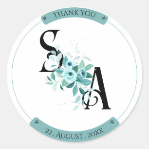 Sticker Rond Elégant bouquet Aquarelle Floral mariage autocolla