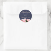 Sticker Rond Élégant bouquet rose rose Mariage floral Merci (Sac)
