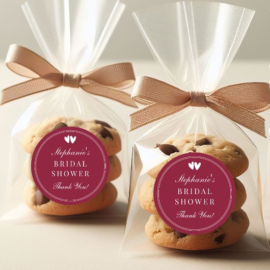 Sticker Rond Élégant Bourgogne Rouge Saint-Valentin Fête de Mar