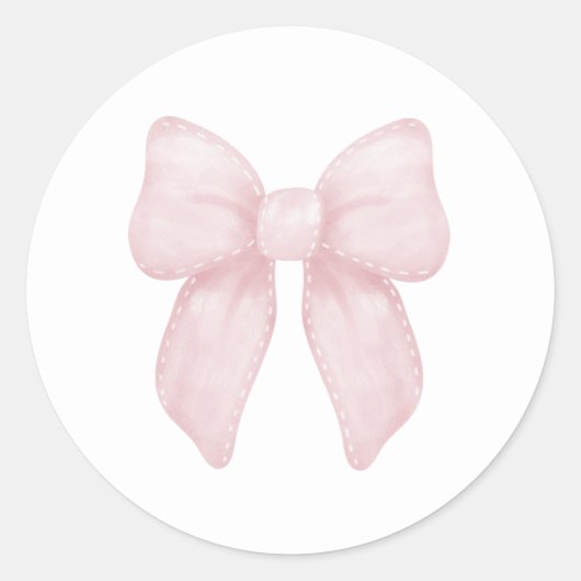 Sticker Rond Elégant Bow Girl rose premier anniversaire (Devant)