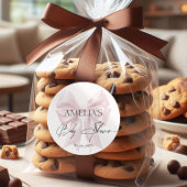 Sticker Rond Élégant Bow rose doux