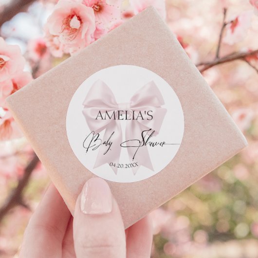 Sticker Rond Élégant Bow rose doux