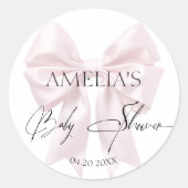 Sticker Rond Élégant Bow rose doux (Devant)