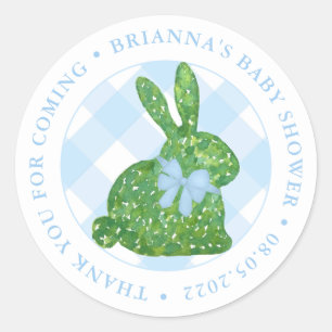 Sticker Rond Elégant Boxwood Topiary Rabbit Blue Bow Favoriser
