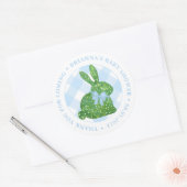 Sticker Rond Elégant Boxwood Topiary Rabbit Blue Bow Favoriser (Enveloppe)