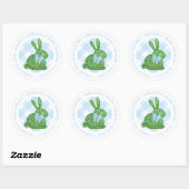 Sticker Rond Elégant Boxwood Topiary Rabbit Blue Bow Favoriser (Feuille)