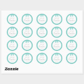 Sticker Rond Elegant Bride & Co. Nœud Bleu Turquoise Mariage (Feuille)