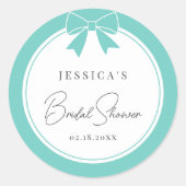 Sticker Rond Elegant Bride & Co. Nœud Bleu Turquoise Mariage (Devant)