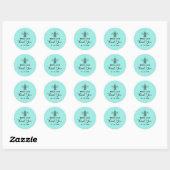 Sticker Rond Elegant Bride & Co. Réception de mariage sarcelle (Feuille)