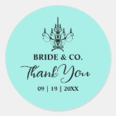 Sticker Rond Elegant Bride & Co. Réception de mariage sarcelle (Devant)