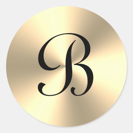Sticker Rond Élégant brillant or métallique personnalisé monogr (Devant)