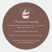 Sticker Rond Elegant Brown Chocolate Cupcake Bakery Product (Devant)