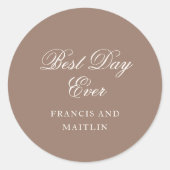 Sticker Rond Elegant Brown Romantic Wedding (Devant)