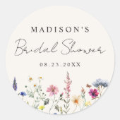 Sticker Rond Élégant Brume de Fleurs de Prairie pour Baby Showe (Devant)