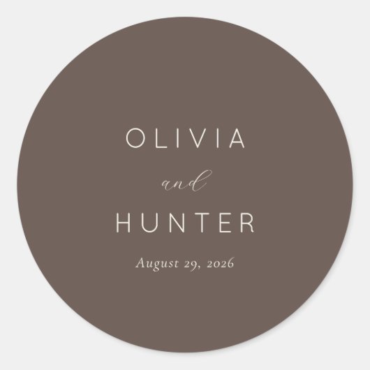 Sticker Rond Elegant Brun Typographique (Devant)