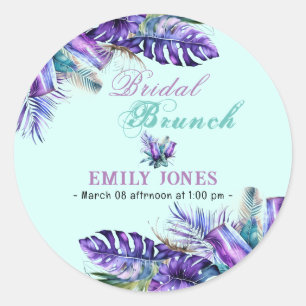 Sticker Rond Elégant brunch aux fleurs violettes tropicales ave