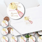 Sticker Rond Élégant Brunch et Bubbly Shower de Mariée