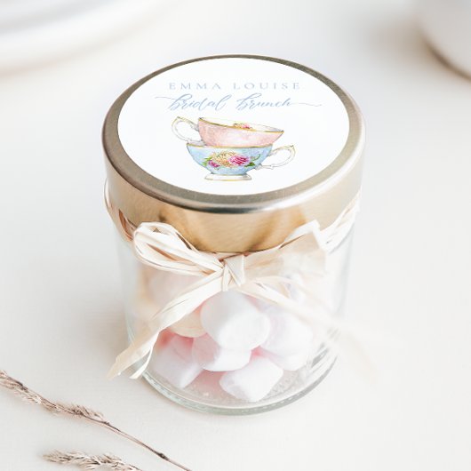 Sticker Rond Élégant brunch nuptial thé-fleurs