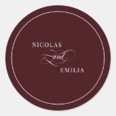 Sticker Rond Elegant Burgundy Wedding (Devant)
