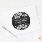 Sticker Rond Elegant Business Thank You Silver Glitter Floral (Enveloppe)