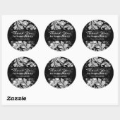 Sticker Rond Elegant Business Thank You Silver Glitter Floral (Feuille)