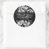 Sticker Rond Elegant Business Thank You Silver Glitter Floral (Sac)