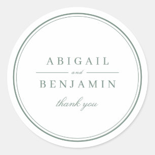 Sticker Rond Élégant cadeau de mariage minimaliste vert sauge