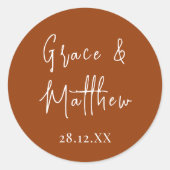 Sticker Rond Élégant cadeau de mariage personnalisé en terre cu (Devant)