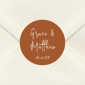 Sticker Rond Élégant cadeau de mariage personnalisé en terre cu