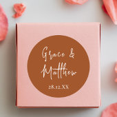 Sticker Rond Élégant cadeau de mariage personnalisé en terre cu