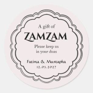 Sticker Rond Élégant cadeau d'eau de Zamzam avec noms personnal