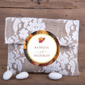 Sticker Rond Elégant cadre or et Rustique Mariage de charme d'a