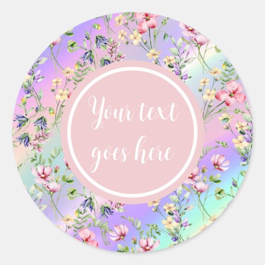 Sticker Rond Elégant cadre rose floral : Pour chaque occasion (Devant)