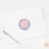Sticker Rond Elégant cadre rose floral : Pour chaque occasion (Enveloppe)