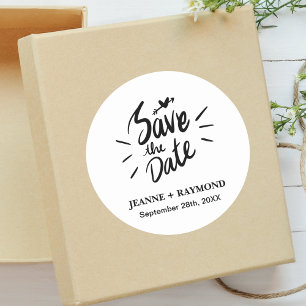 Sticker Rond Élégant Calligraphié Mariage Stylé Enregistrez la 