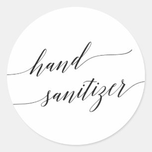 Sticker Rond Élégant calligraphie noire Sanitizer à main