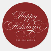 Sticker Rond Elegant Calligraphy Script Red Christmas Holiday (Devant)