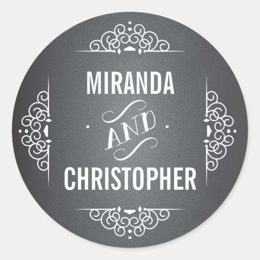 Sticker Rond Élégant Chalkboard Amour Personnalisé Favonalized  (Devant)