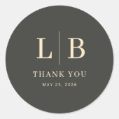 Sticker Rond Elegant Charcoal Thank You Note (Devant)