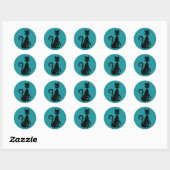 Sticker Rond Élégant chat noir (Feuille)